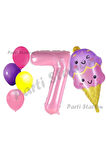 Pastane Dondurma Konsept 9 Yaş Doğum Günü Balon Set İce Cream Tema Doğum Günü Balon