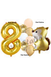Woodland Sincap Balon 6 Yaş Balon Set Sincap Balon ve Gold Rakam Balon Demeti Doğum Günü Seti