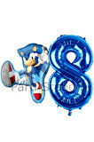 Tilki Sonic ve Lacivert Rakam Balon 3 Yaş Balon Set Tilki Sonic Boom Konsept Doğum Günü Balon Set