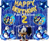 Lacivert Tilki Sonic Boom Konsept 2 Yaş Balon Set Sonic Tema Doğum Günü Arka Fon Süsleme Balonlu Set