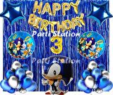 Lacivert Tilki Sonic Boom Konsept 3 Yaş Balon Set Sonic Tema Doğum Günü Arka Fon Süsleme Balonlu Set