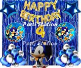 Lacivert Tilki Sonic Boom Konsept 4 Yaş Balon Set Sonic Tema Doğum Günü Arka Fon Süsleme Balonlu Set