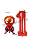 Spiderman 8 Yaş Balon Ve Kırmızı Rakam Balon Doğum Günü Parti Set Örümcek Adam Balon Set