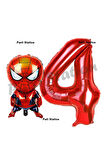 Spiderman 8 Yaş Balon Ve Kırmızı Rakam Balon Doğum Günü Parti Set Örümcek Adam Balon Set