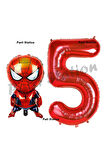 Spiderman 8 Yaş Balon Ve Kırmızı Rakam Balon Doğum Günü Parti Set Örümcek Adam Balon Set