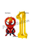 Spiderman 1 Yaş Balon ve Gold Rakam Balon Doğum Günü Parti Set Örümcek Adam Balon set