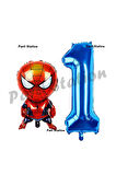 Spiderman 7 Yaş Balon ve Lacivert Rakam Balon Doğum Günü Parti Set Örümcek Adam Balon set