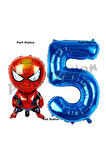 Spiderman 7 Yaş Balon ve Lacivert Rakam Balon Doğum Günü Parti Set Örümcek Adam Balon set
