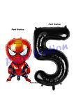 Spiderman 5 Yaş Balon ve Siyah Rakam Balon Doğum Günü Parti Set Örümcek Adam Balon set