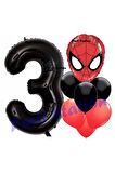 Örümcek Adam 5 Yaş Balon ve Siyah Rakam Balon Doğum Günü Parti Set Spiderman Siyah Balon set