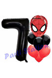 Örümcek Adam 5 Yaş Balon ve Siyah Rakam Balon Doğum Günü Parti Set Spiderman Siyah Balon set