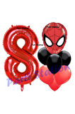 Örümcek Adam 1 Yaş Balon ve Kırmızı Rakam Balon Doğum Günü Parti Set Spiderman Kırmızı Balon set