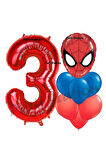 Örümcek Adam 8 Yaş Balon ve Kırmızı Rakam Balon Doğum Günü Parti Set Spiderman Lacivert Balon set
