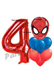 Örümcek Adam 8 Yaş Balon ve Kırmızı Rakam Balon Doğum Günü Parti Set Spiderman Lacivert Balon set