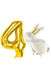 Sevimli Tavşan Rabbit 1 Yaş Balon Set Woodland Konsept Tavşan Balon ve Gold Renk Rakam Balon