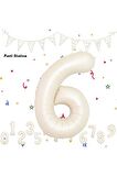 6 Rakam Folyo Balon Krem Renk Rakam Balon Yaş Balon 76 Cm Sayı Balon Uçan Balon Helyum Balon