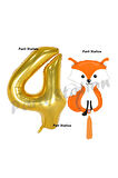 Woodland Tilki Balon 3 Yaş Balon Set Sevimli Tilki Balon ve Gold Rakam Balon Doğum Günü Seti