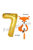Woodland Tilki Balon 3 Yaş Balon Set Sevimli Tilki Balon ve Gold Rakam Balon Doğum Günü Seti