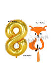 Woodland Tilki Balon 3 Yaş Balon Set Sevimli Tilki Balon ve Gold Rakam Balon Doğum Günü Seti