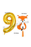 Woodland Tilki Balon 3 Yaş Balon Set Sevimli Tilki Balon ve Gold Rakam Balon Doğum Günü Seti