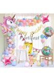 Unicorn Konsept 7 Yaş Balon Doğum Günü Set Tek Boynuzlu At Unicorn Yaş Balon Set