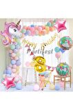 Unicorn Konsept 8 Yaş Balon Doğum Günü Set Tek Boynuzlu At Unicorn Yaş Balon Set