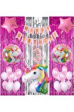 Gökkuşağı Unicorn Konsept 3 Yaş Balon Doğum Günü Set Gökkuşağı Unicorn Yaş Balon Set