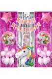 Gökkuşağı Unicorn Konsept 5 Yaş Balon Doğum Günü Set Gökkuşağı Unicorn Yaş Balon Set