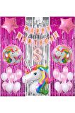 Gökkuşağı Unicorn Konsept 8 Yaş Balon Doğum Günü Set Gökkuşağı Unicorn Yaş Balon Set