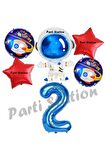 Galaksi Uzay Astronot Konsept 2 Yaş Balon Set Uzay Astronot ve Yıldız Balon Doğum Günü Balon Set