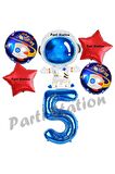 Galaksi Uzay Astronot Konsept 5 Yaş Balon Set Uzay Astronot ve Yıldız Balon Doğum Günü Balon Set