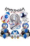 Space Uzay Konsept 9 Yaş Balon Seti Astronot Roket Doğum Günü Parti Balon Seti Uzay Galaksi Balon