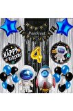 Kozmik Uzay 4 Yaş Balon Seti Galaksi Konsept Helyum Balon Set Astronot Uzay Mekiği Doğum Günü Set