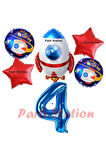 Uzay Konsept Roket Balon 1 Yaş Doğum Günü Set Uzay Konsept Balon Rakam Balon Set