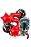 Zehirli Öfke Venom 4 Yaş Doğum Günü Balon Set Venom Kırmızı Konsept Doğum Günü Parti Balon Set