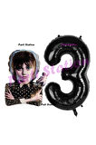 Wednesday 4 Yaş Balon ve Siyah Rakam Balon Doğum Günü Parti Set Wednesday Addams Balon