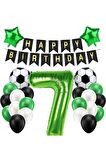 Futbol Maç Konsept Yeşil Rakam 7 Yaş Balon Futbol Konsept Yeşil Parti Doğum Günü Balon Seti