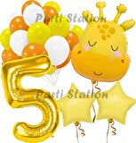 Sevimli Zürafa Konsept 5 Yaş Balon Set Safari Tema Zürafa Parti Doğum Günü Balon Set