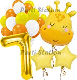 Sevimli Zürafa Konsept 7 Yaş Balon Set Safari Tema Zürafa Parti Doğum Günü Balon Set