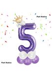 Mor Rakam Balon 5 Yaş Doğum Günü Seti Mor Renk Lila Renk Konsept Yaş Balon Karşılama Seti