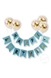 Happy Bırthday Banner Yazı Ve Konfetili Şeffaf Balon Seti