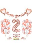 Rose Gold 2 Yaş Folyo Balon Seti Ve Happy Birthday Banner Rose Gold Doğum Günü Balon Parti Seti