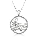 Gümüş Müzik Temalı Bayan Kolye 