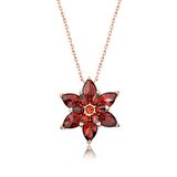 Gümüş Kırmızı Lotus Çiçeği Kolye 
