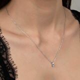 Swarovski Taşlı Gümüş Tektaş Kadın Kolye