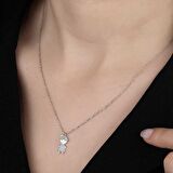 Swarovski Taşlı Gümüş Tektaş Bayan Kolye