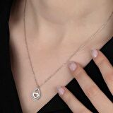 Swarovski Taşlı Gümüş Üçtaş Tektaş Bayan Kolye