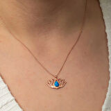 ebuz Gümüş Opal Taşlı Rose Lotus Çiçeği Kolye