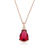 Gümüş Kırmızı Topaz Damla Kolye 