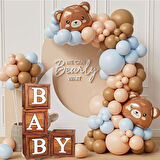 Baby Yazılı Ahşap Damarlı Baby Shower Dekorasyon Kutu Set